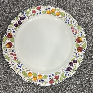 Gien France LES TARTES 11.5" Cake Plate with Handles Fruit Crate & Barrel VGUC